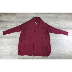 Leo & Nicole Womens Sz XL Red Sweater Cardigan Cable Knit Shawl Neck Classic
